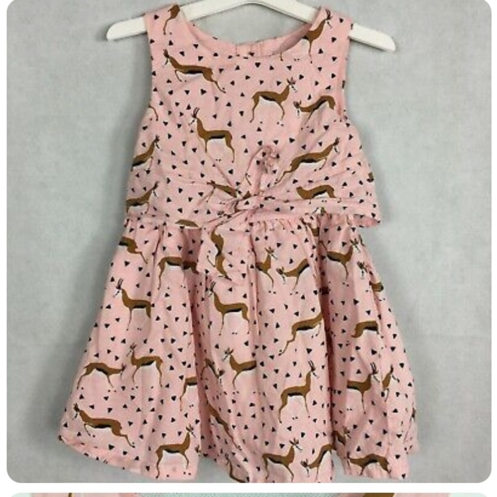 Genuine Kids Oshkosh Girls Pink Antelope Cotton Sleeveless Dress Size 18 months